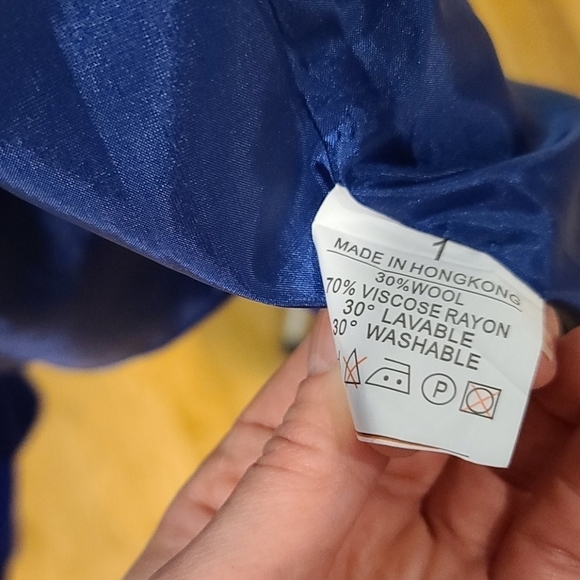 AGNES B Vibrat Blue wool blend coat With Oversized Round Collar - Picture 8 of 13